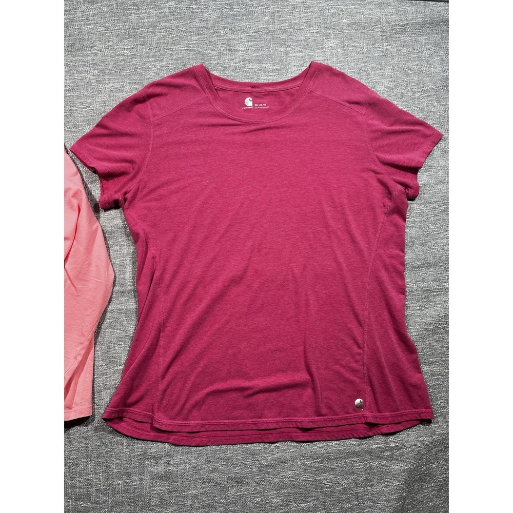 Carhartt Women's XL Pink Solid Knit Logo Crewneck Short Sleeve Pullover Tee